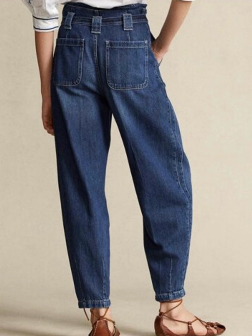Polo by Ralph Lauren Dark Blue Boyfriend Paperbag Jeans - Picture 2 of 5